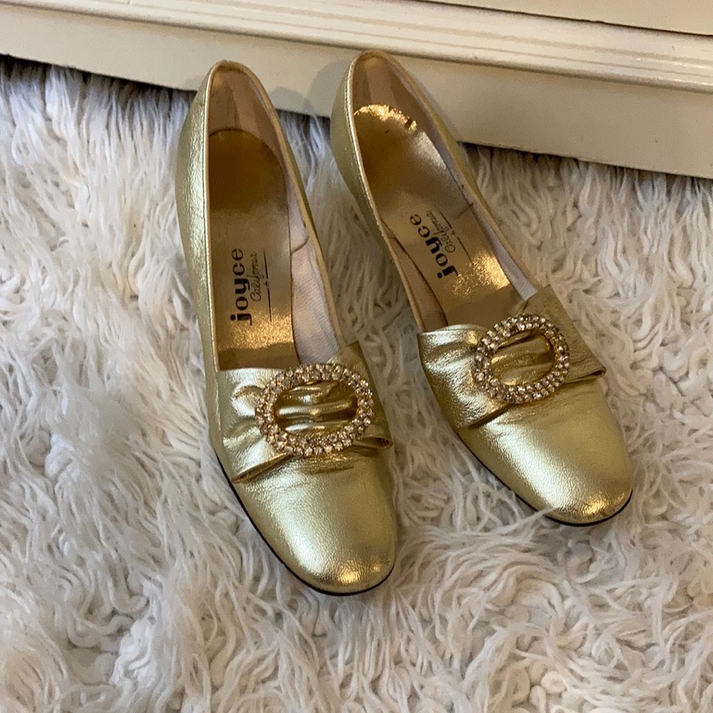 Vintage Joyce California Gold Heels Sz 8.5